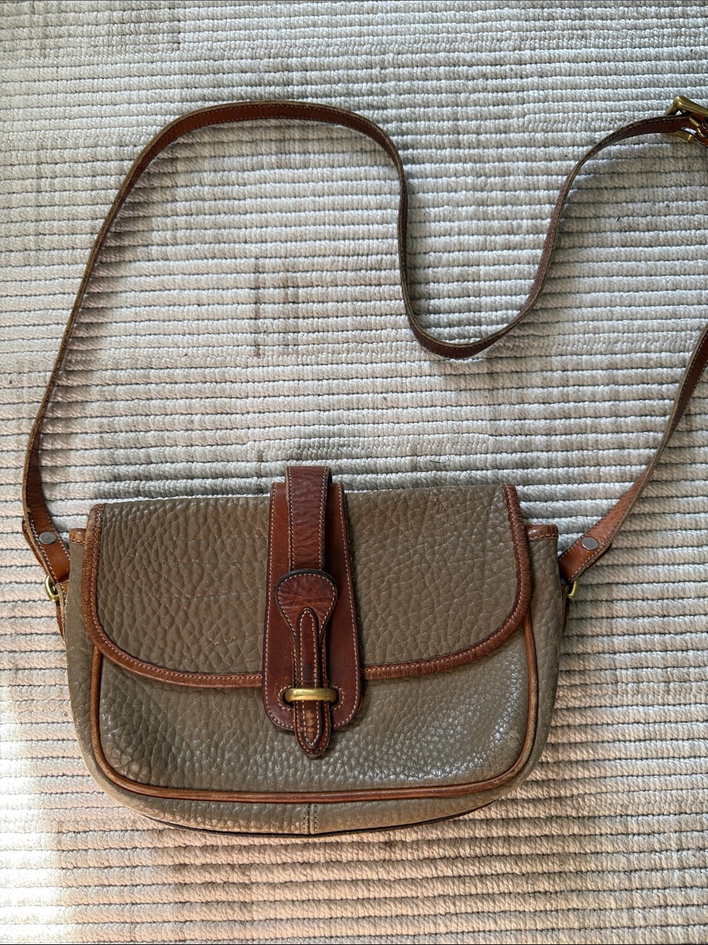 Dooney & Bourke Taupe and Brown Leather Crossbody Bag